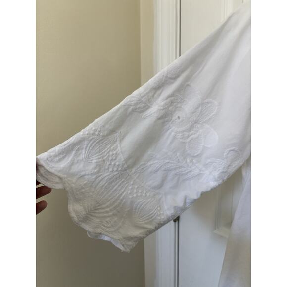 XCVI White Crochet Embroidered Tunic Mini Dress Size Medium Boho Cottage Cotton - Picture 6 of 8